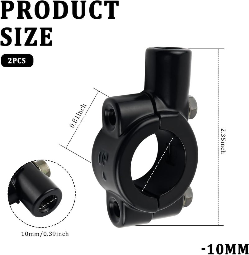 Figpade 2PCS Motorcycle Mirror for Handlebars Mount,10mm Thread Handlebar Mount for Motorcycle Rear View Mirrors,Motorcycle Side Mirror Adaptor for Bike/ATV with 7/8"Handle Bar (10mm) - Image 2